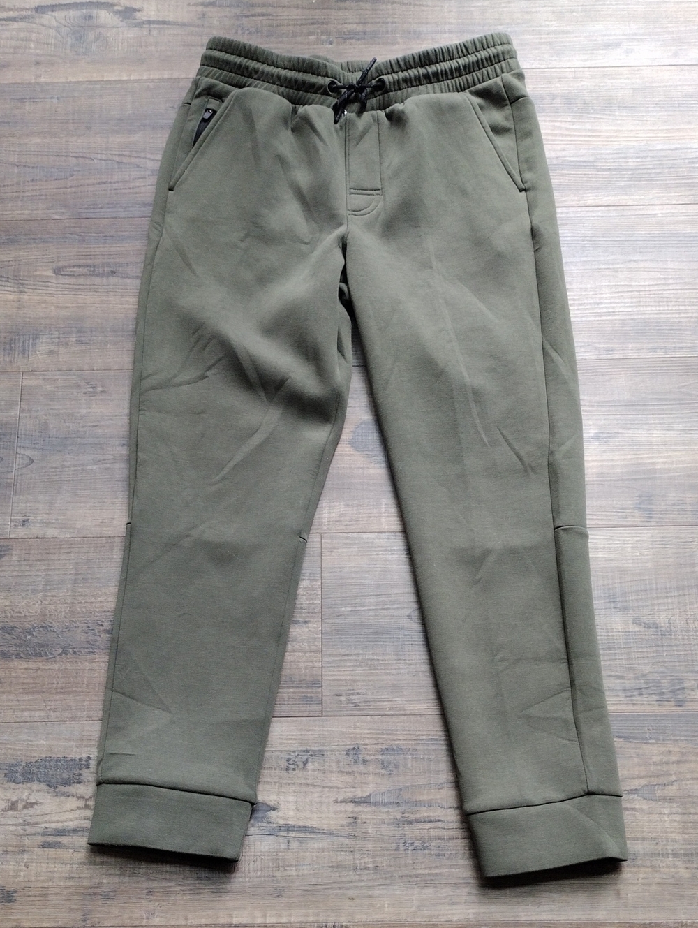 Kids Olive Green Fleece Joggers with Drawstring Waist